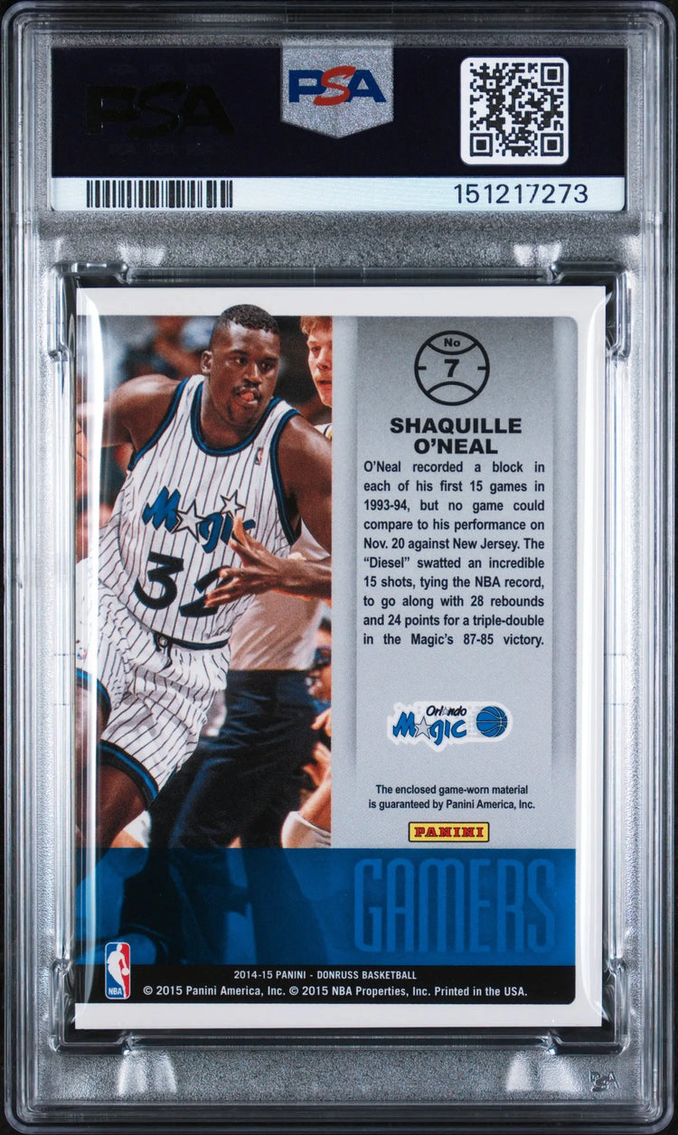 2014 Panini Donruss Gamers Memorabilia Patch Shaquille O'Neal PSA 9 