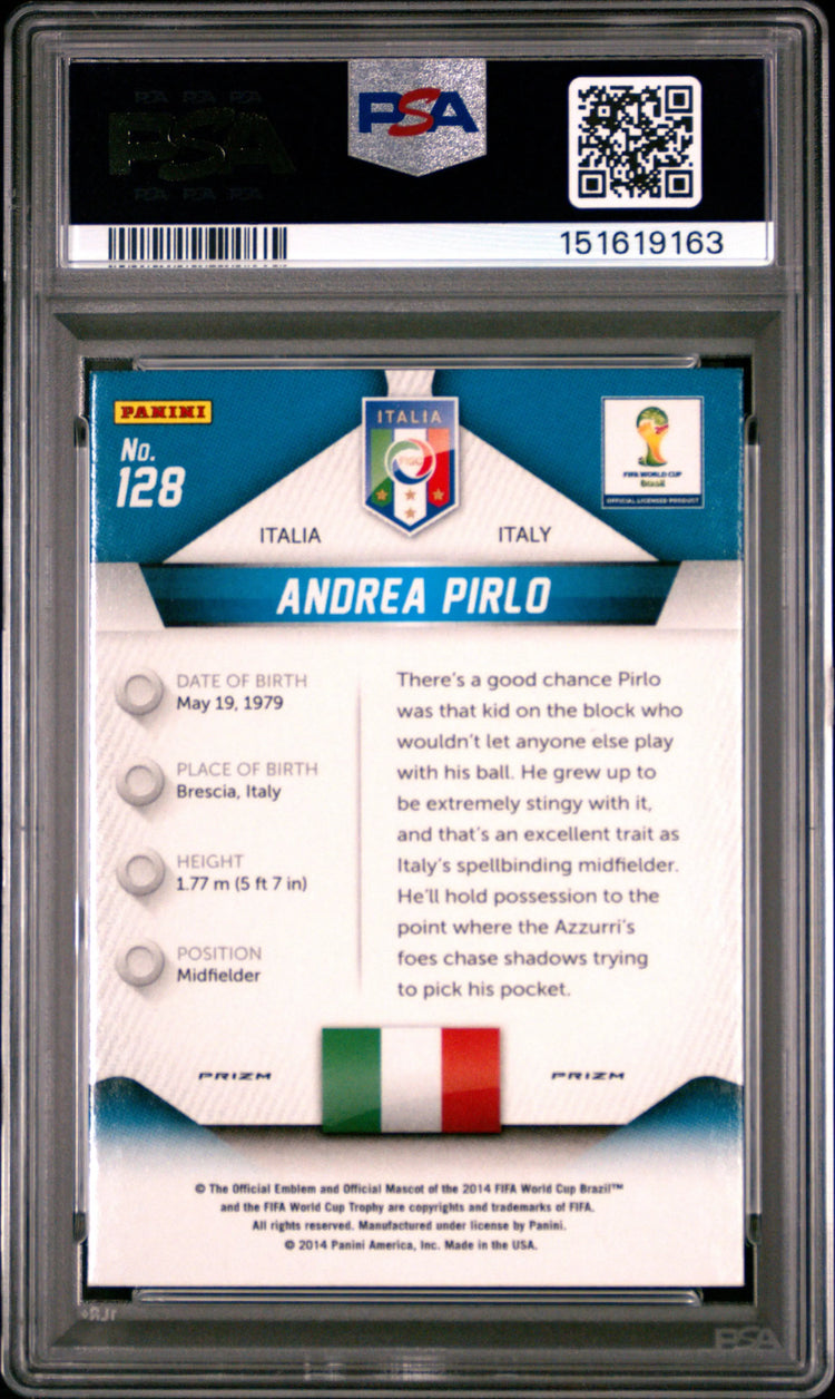 2014 Panini Prizm World Cup Andrea Pirlo Yellow & Red Pulsar PSA 9 