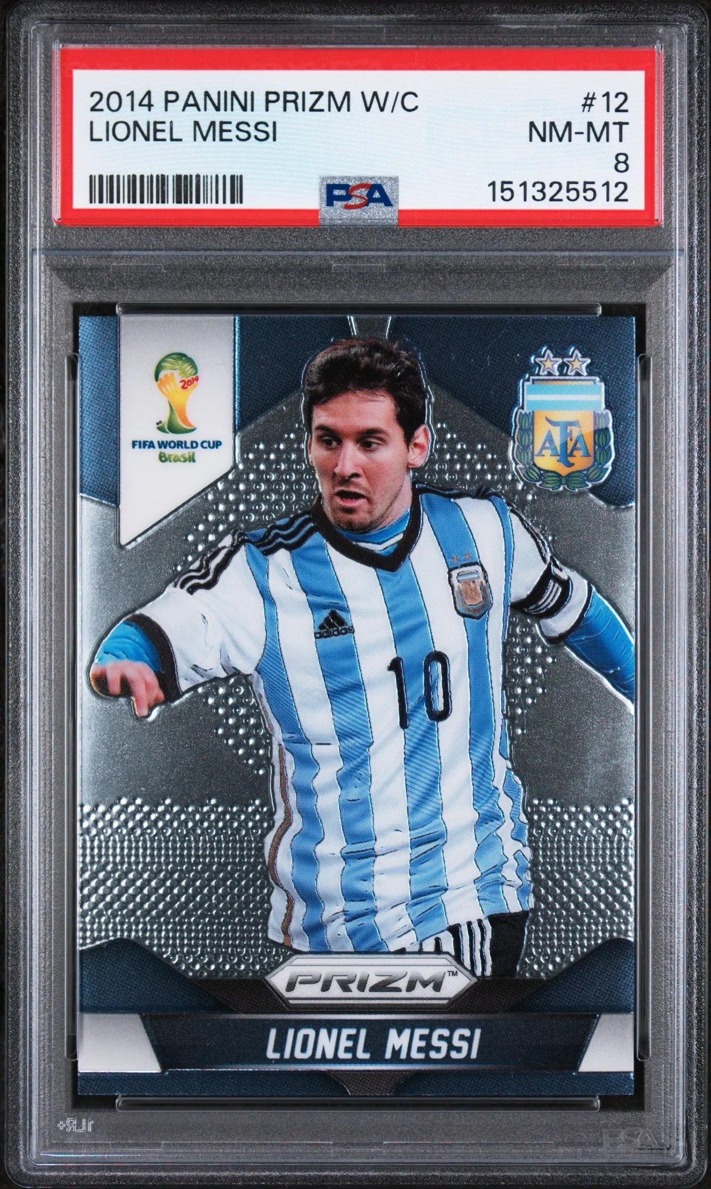 2014 Panini Prizm World Cup Lionel Messi #12 PSA 8 