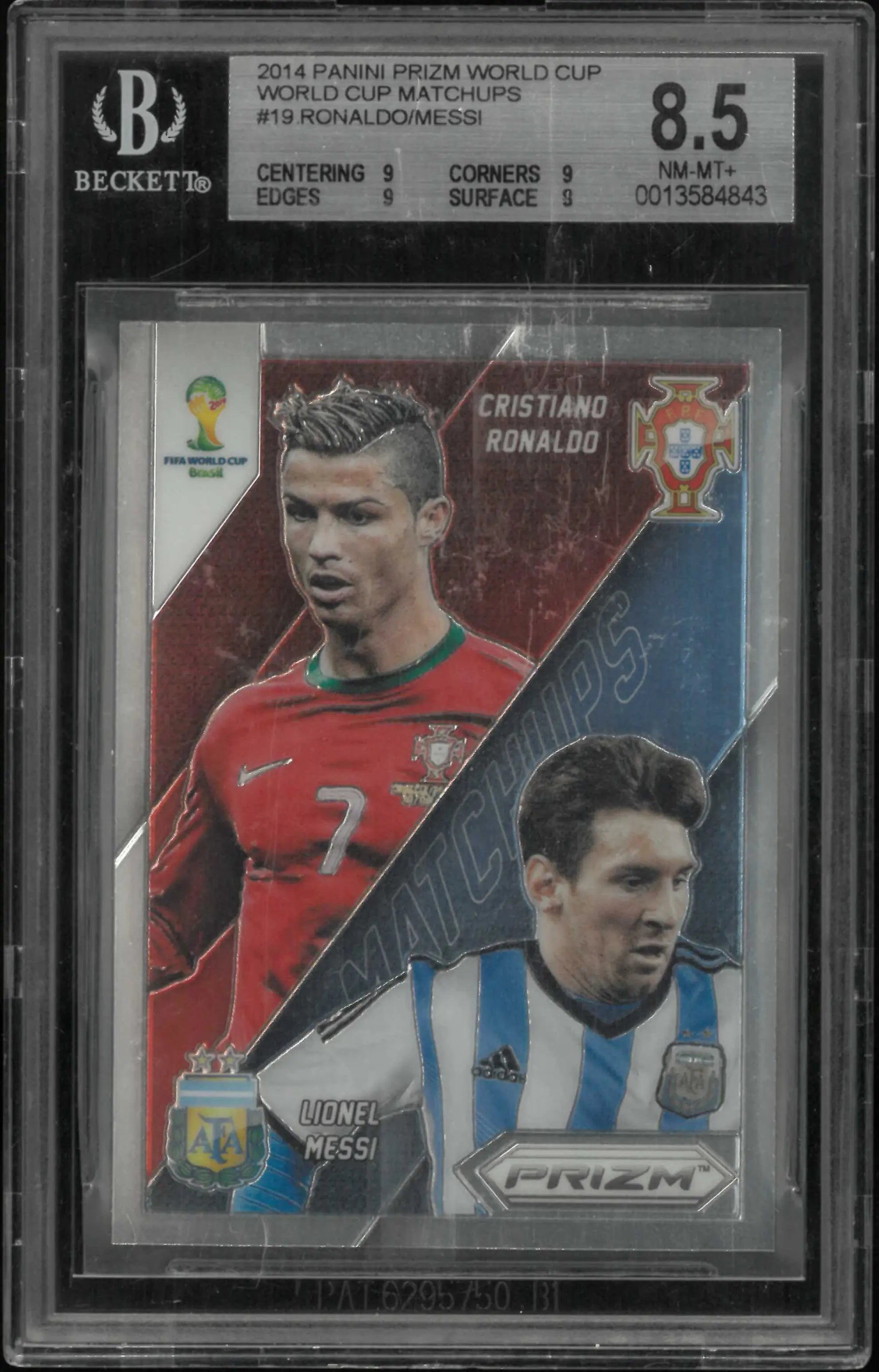 2014 Panini Prizm World Cup Matchups Cristiano Ronaldo/Lionel Messi BGS 8.5 