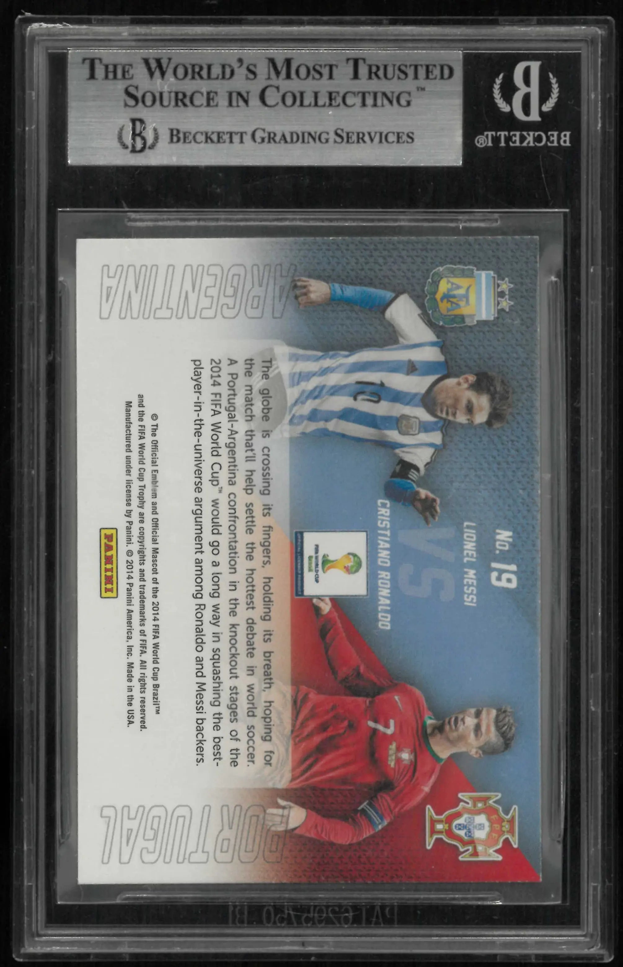 2014 Panini Prizm World Cup Matchups Cristiano Ronaldo/Lionel Messi BGS 8.5 