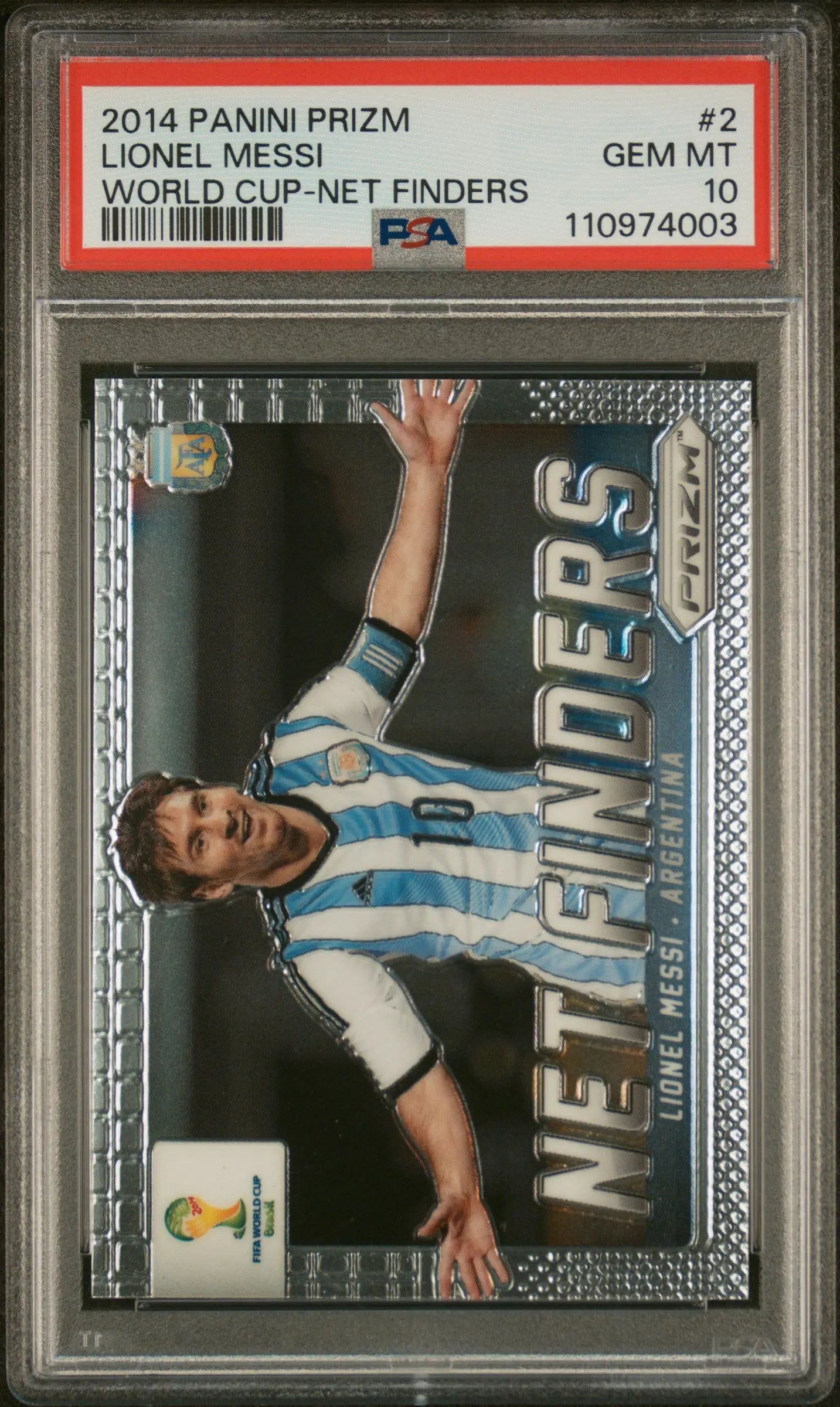 2014 Panini Prizm World Cup Net Finders Lionel Messi #2 PSA 10 