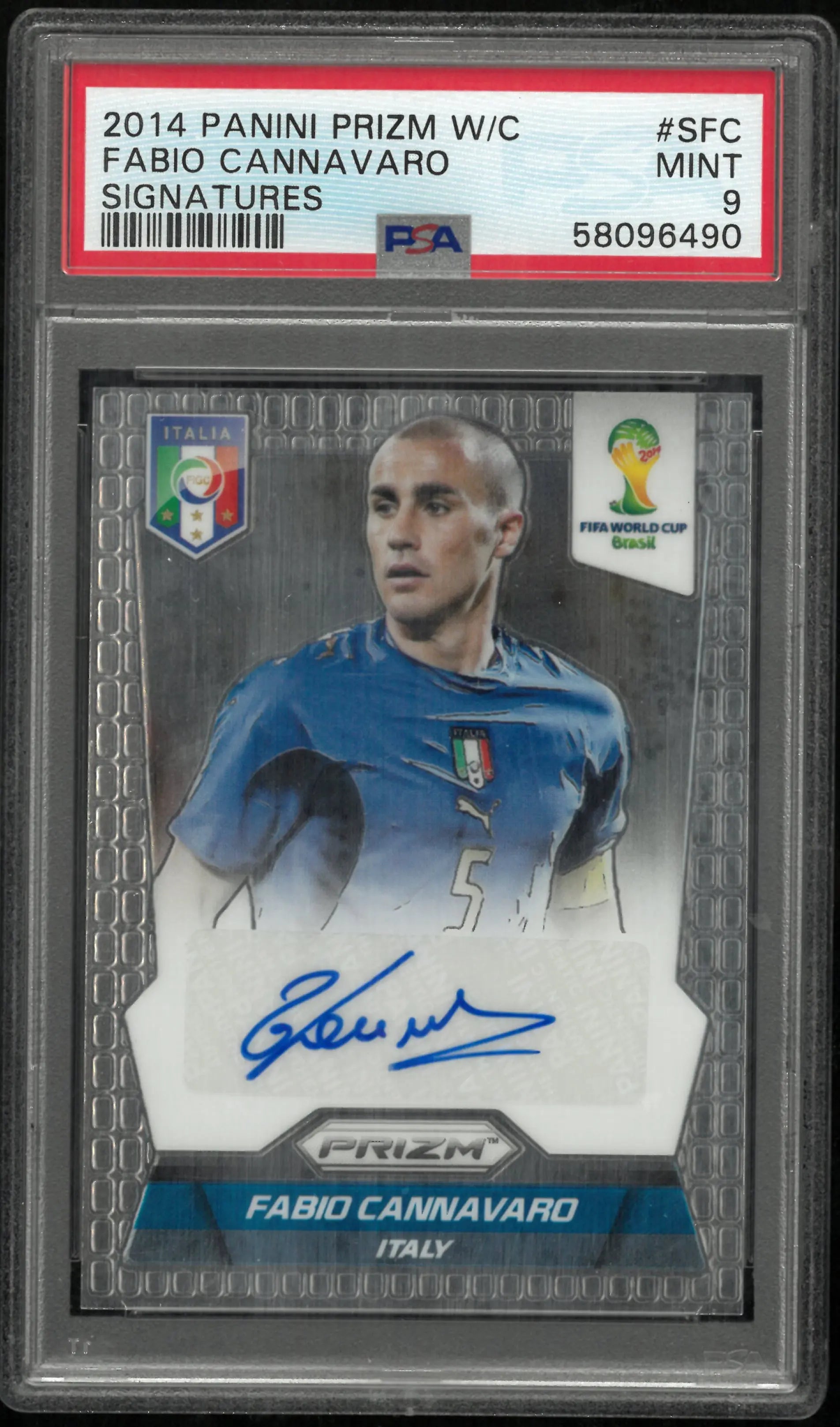 2014 Panini Prizm World Cup Signatures Auto Fabio Cannavaro PSA 9 