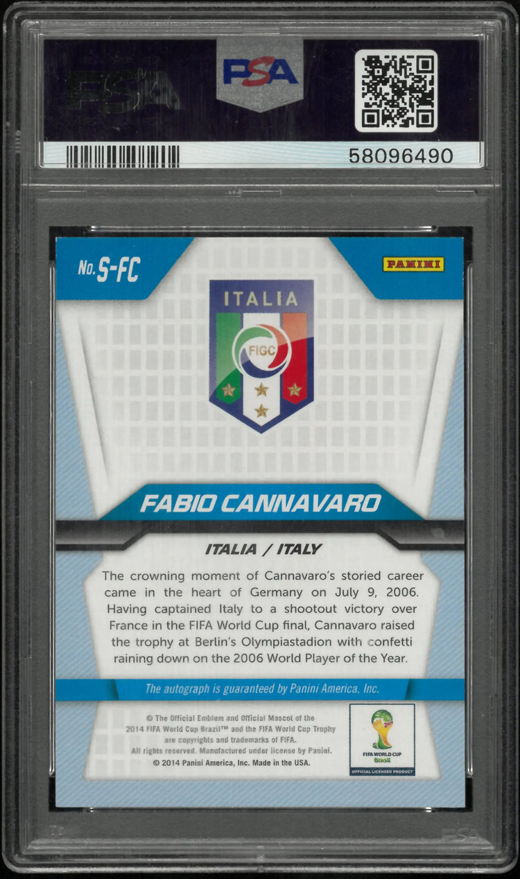 2014 Panini Prizm World Cup Signatures Auto Fabio Cannavaro PSA 9 
