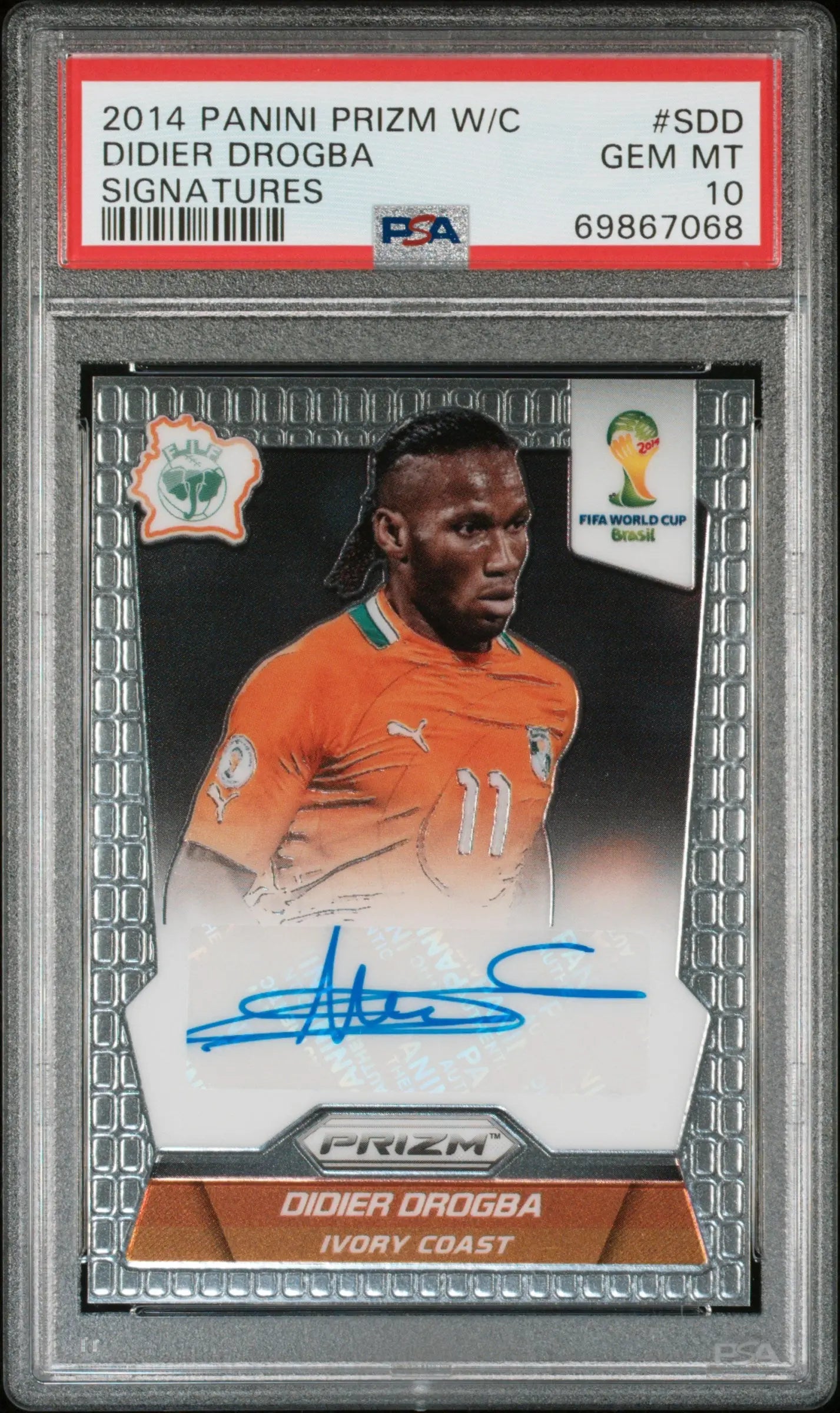 2014 Panini Prizm World Cup Signatures Autograph Didier Drogba Auto PSA 10 