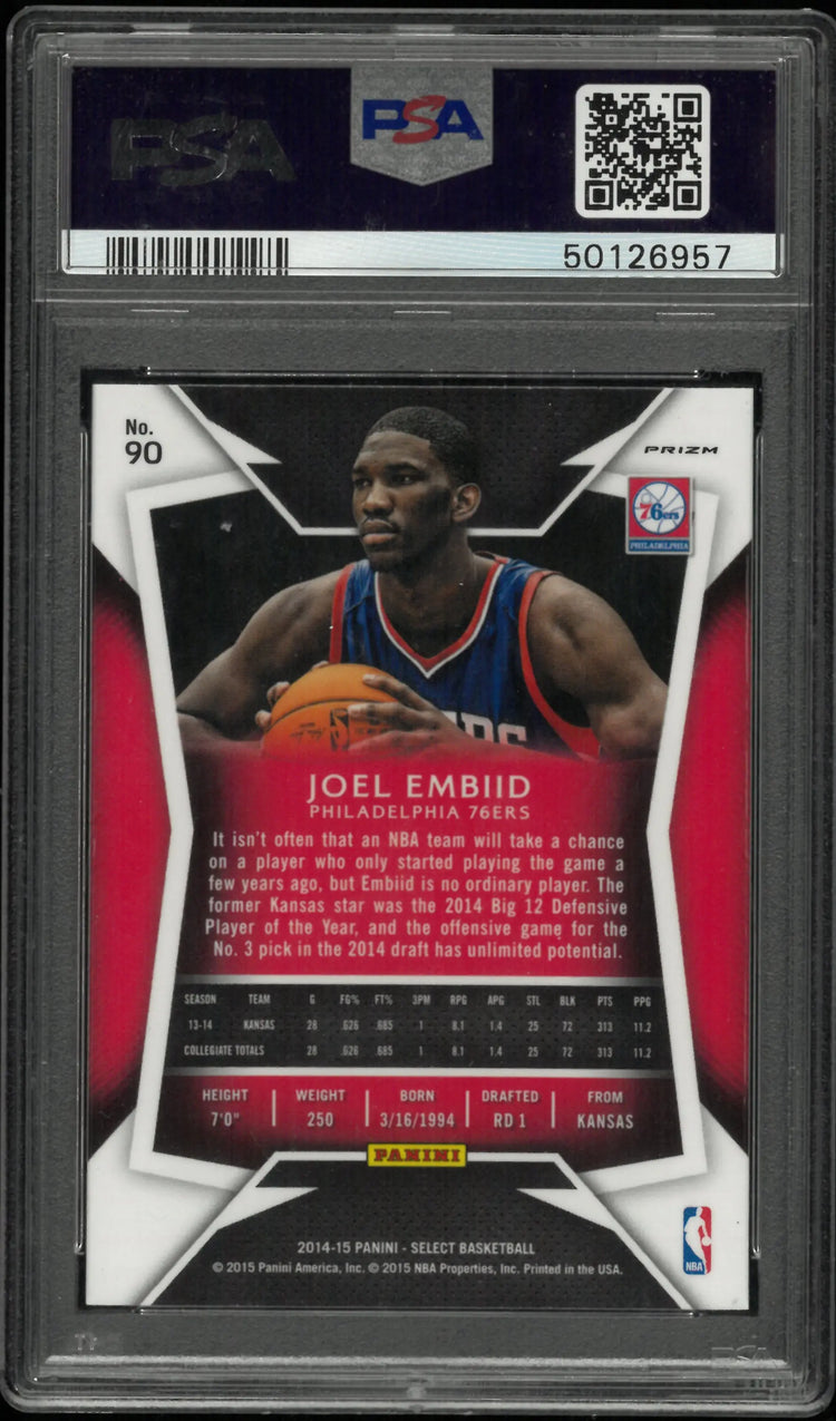 2014 Panini Select Joel Embiid #90 Silver Prizm PSA 9 
