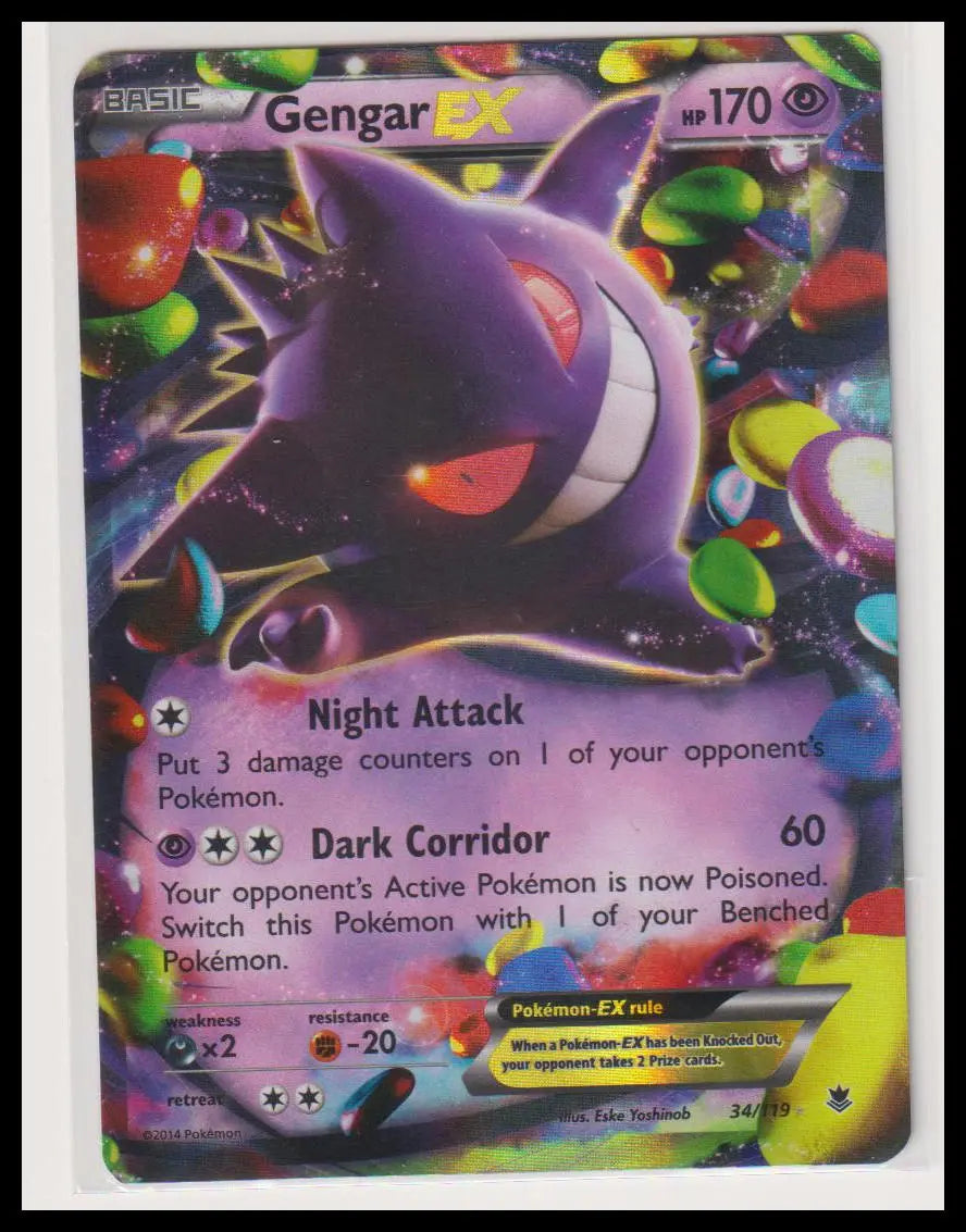 2014 Pokemon Phantom Forces Gengar EX 34/119 MP (A) 