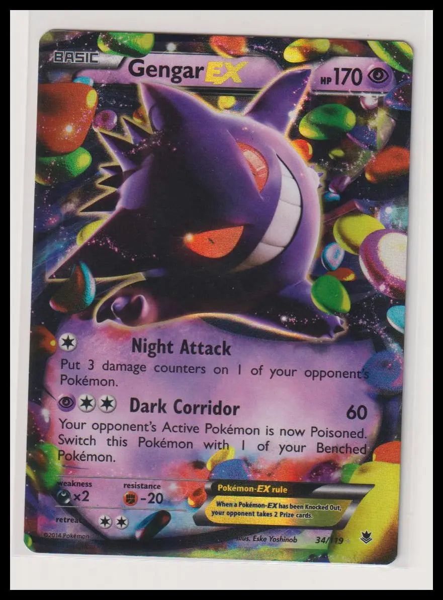 2014 Pokemon Phantom Forces Gengar EX 34/119 MP (B) 