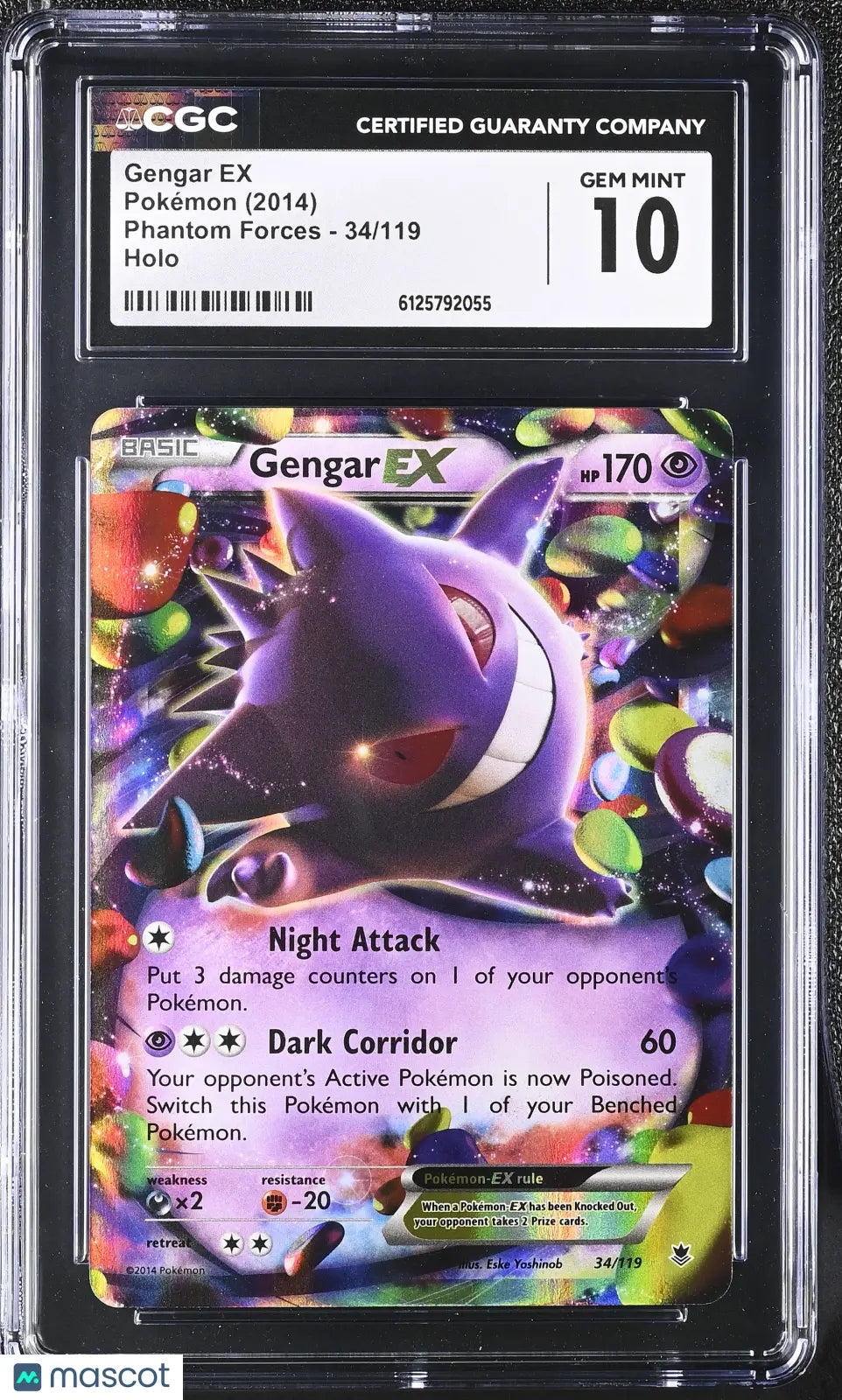 2014 Pokemon Phantom Forces Gengar EX Holo 34/119 CGC 10 