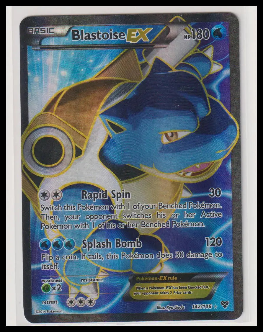 2014 Pokemon XY Blastoise EX Full Art 142/146 LP 