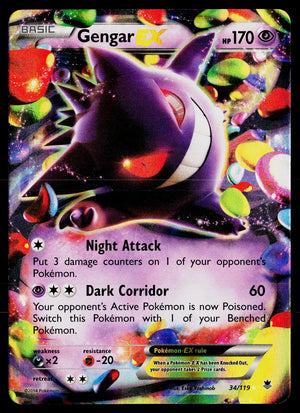 2014 Pokemon XY Phantom Forces 34/119 Gengar EX 