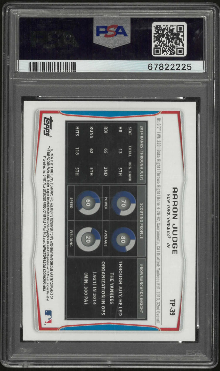 2014 Topps Bowman Draft Picks Top Prospects  Aaron Judge Asia Black PSA 9 