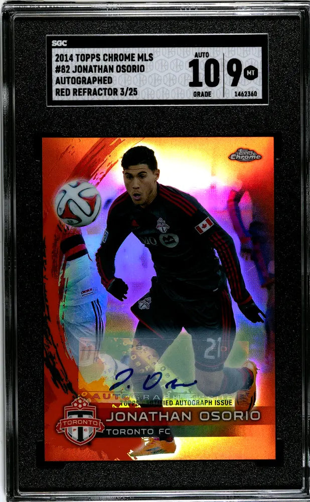 2014 Topps Chrome MLS Jonathan Osorio Autograph Red Refractor /25 SGC 9 Auto 10 