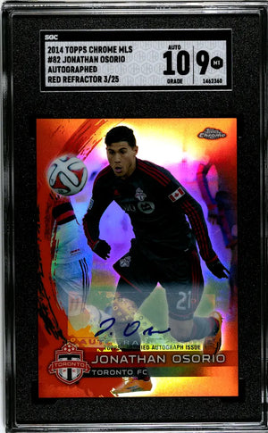 2014 Topps Chrome MLS Jonathan Osorio Autograph Red Refractor /25 SGC 9 Auto 10 