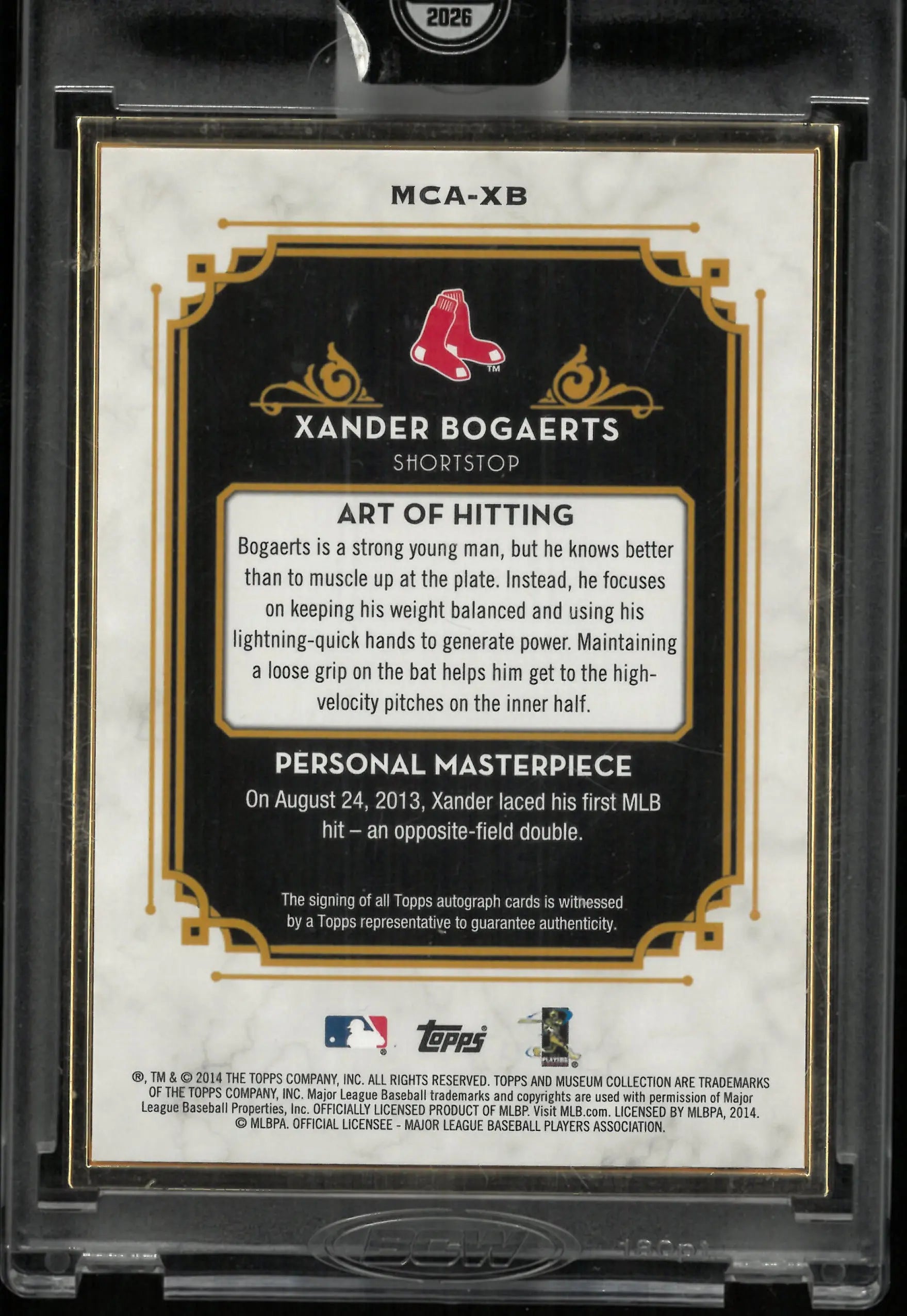 2014 Topps Museum Collection Masterpiece Autograph Xander Bogaerts Auto /15 