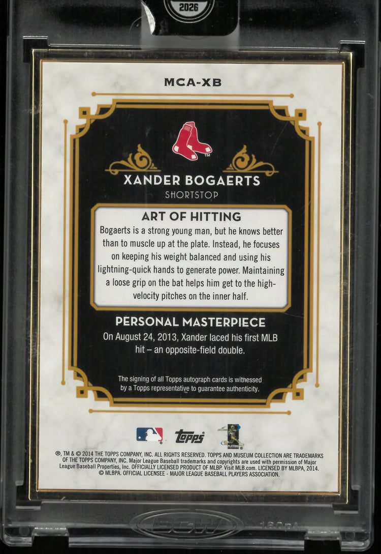 2014 Topps Museum Collection Masterpiece Autograph Xander Bogaerts Auto /15 