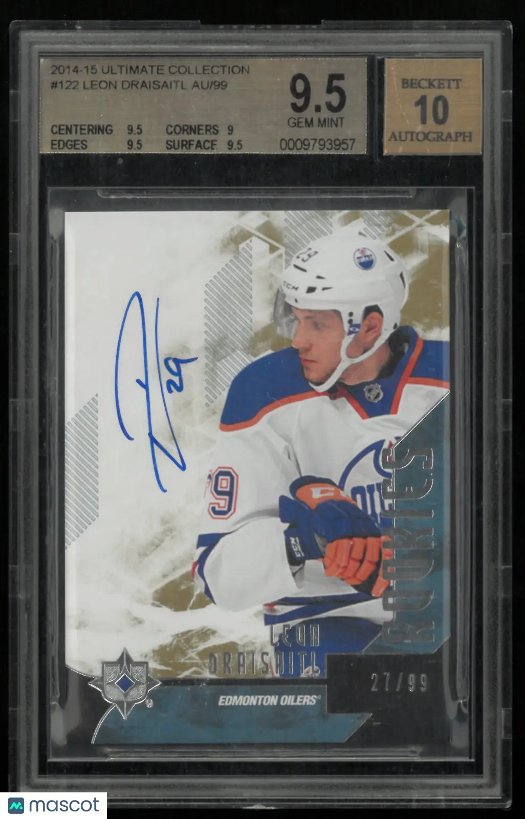 2014 UD Ultimate Collection Leon Draisaitl  Rookie Autograph RC/99 BG 9.5 Auto10 
