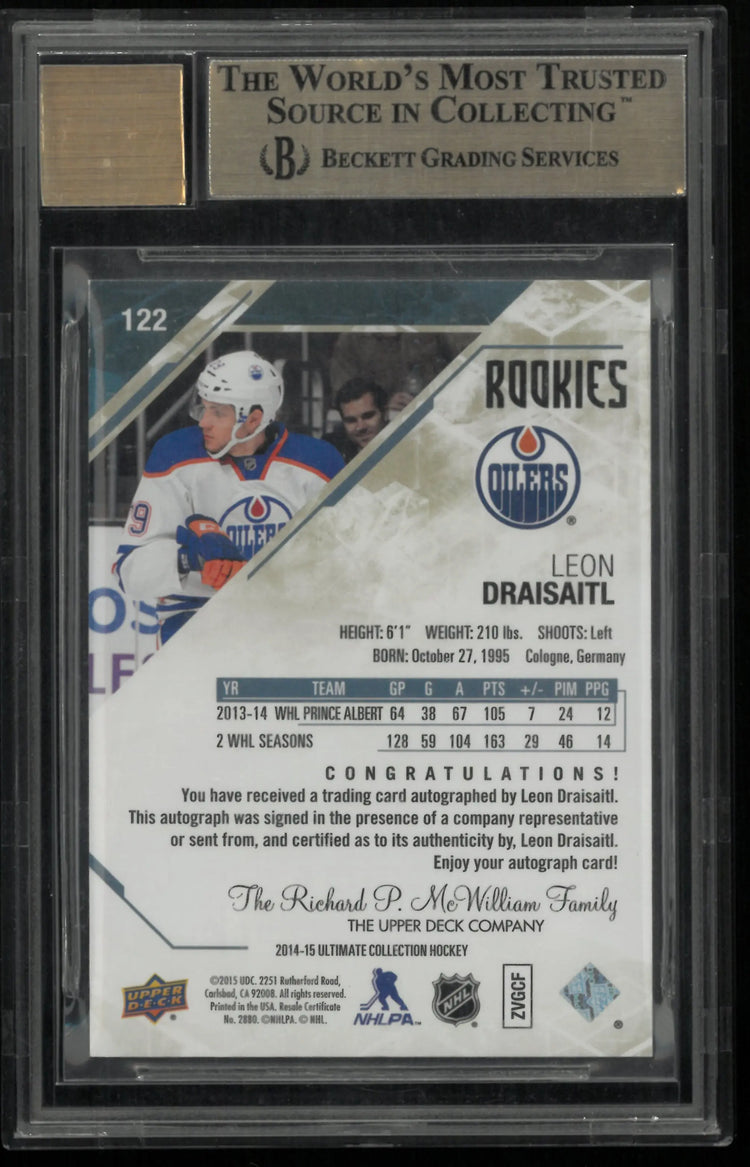 2014 UD Ultimate Collection Leon Draisaitl  Rookie Autograph RC/99 BG 9.5 Auto10 