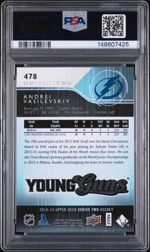 2014 Upper Deck Series Two Young Guns Rookie Andrei Vasilevskiy RC PSA 9 