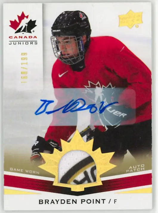 2014 Upper Deck Team Canada Juniors Autograph Patch Brayden Point Auto /199 