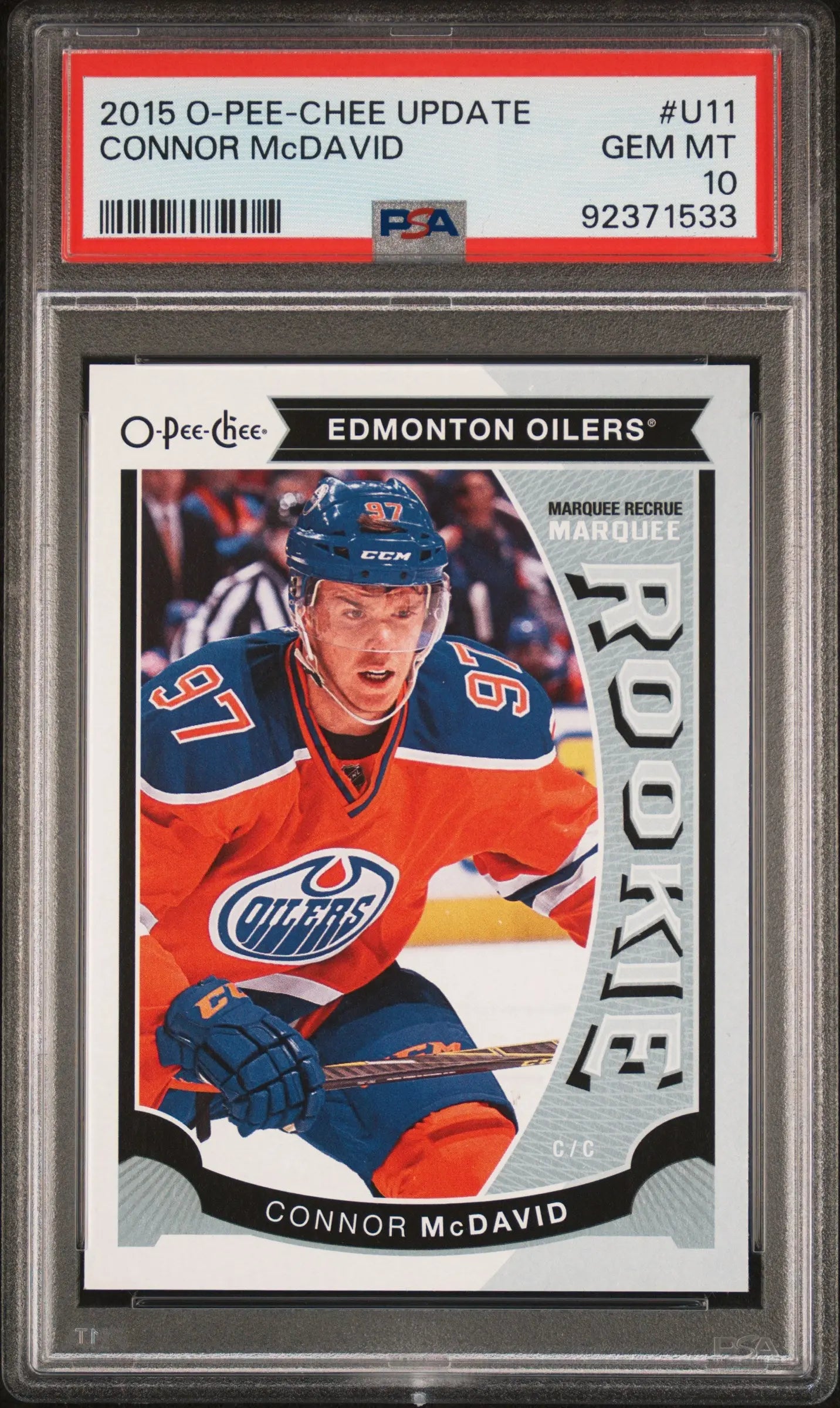 2015-16 O-Pee-Chee OPC Update Connor McDavid RC Rookie PSA 10 