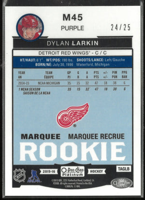 2015-16 O-Pee-Chee Platinum Hockey Purple Rookie Dylan Larkin /25 