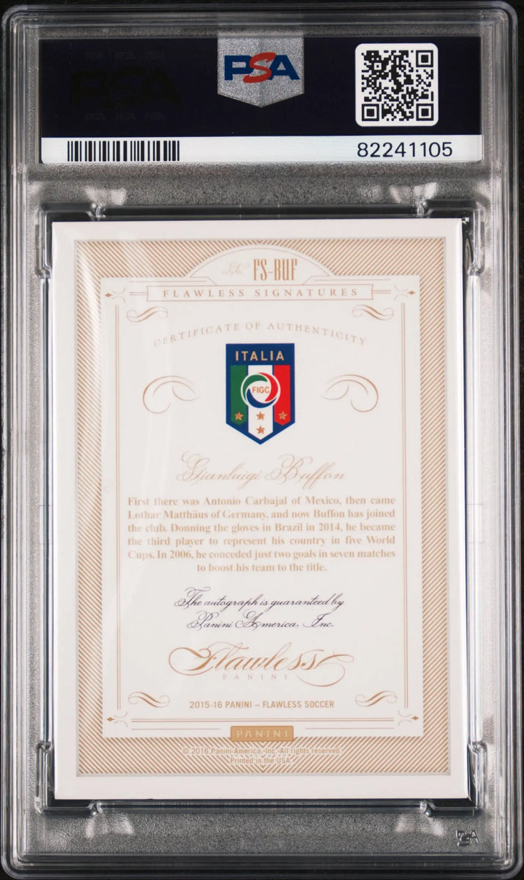2015-16 Panini Flawless Flawless Signatures Gianluigi Buffon Autograph Auto /25 PSA 8 