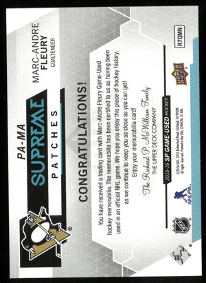 2015-16 UD SP Game Used Marc-Andre Fleury Supreme Patches /15 