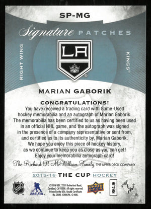 2015-16 UD The Cup Marian Gaborik Signature 3 Color Patches Auto /25 