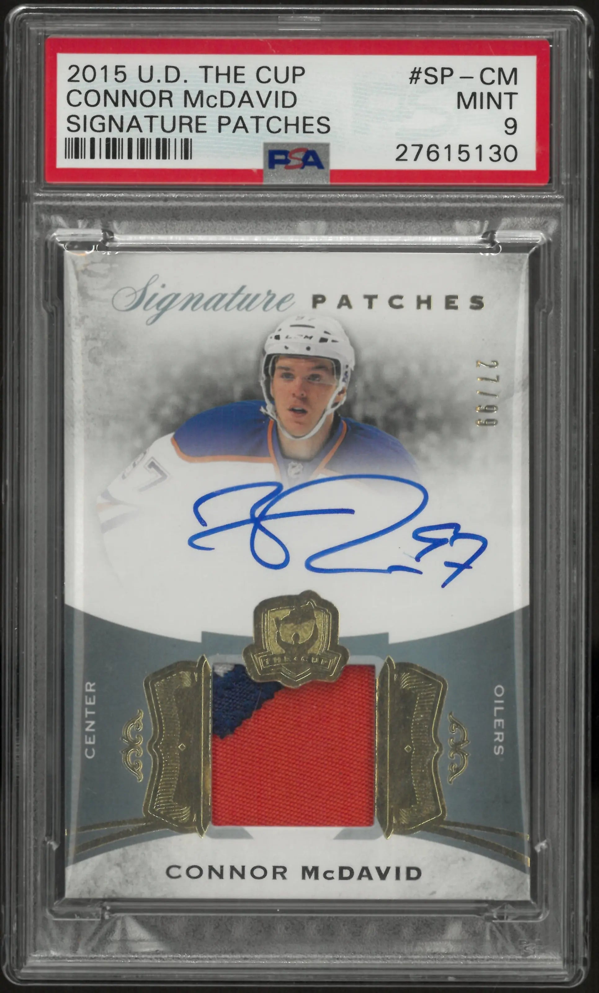 2015-16 UD The Cup Signature Patch Auto Autograph Connor McDavid RC PSA 9 /99 