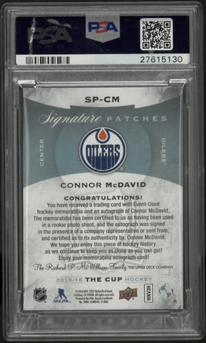 2015-16 UD The Cup Signature Patch Auto Autograph Connor McDavid RC PSA 9 /99 