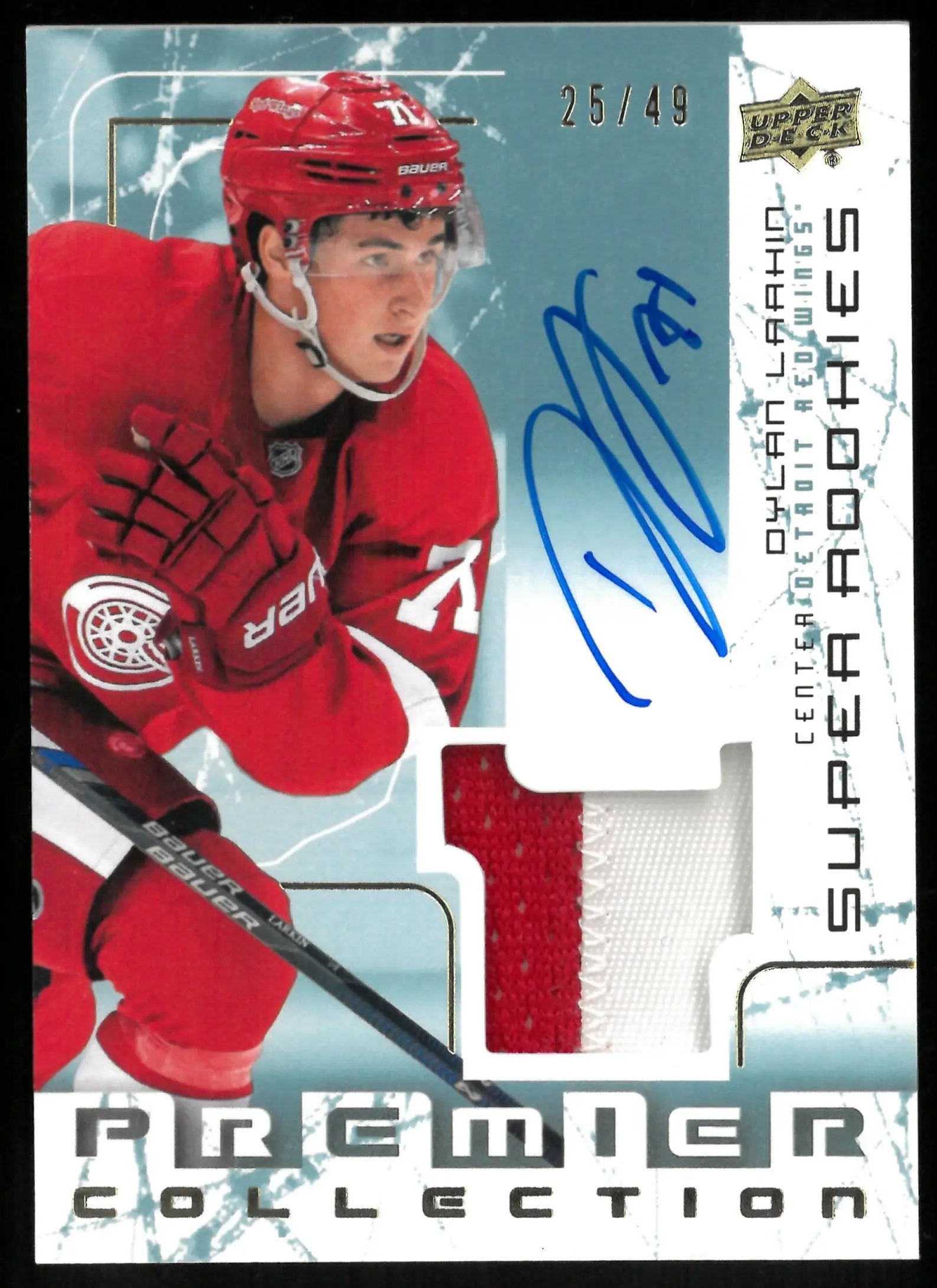 2015-16 Upper Deck Premier Dylan Larkin RC Super Rookies Patch Auto /49 