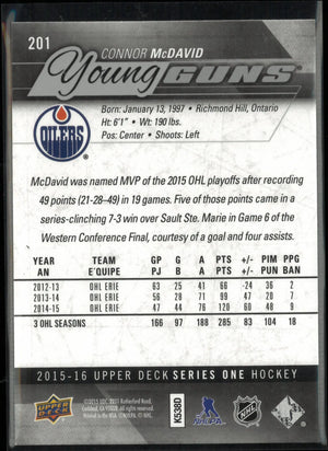 2015-16 Upper Deck Series 1 Young Guns Rookie Connor McDavid RC 