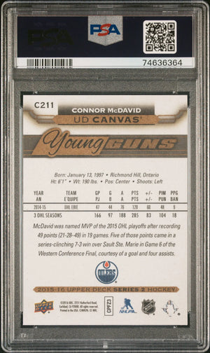 2015-16 Upper Deck Series 2 UD Canvas Young Guns RC  Connor McDavid PSA 10 