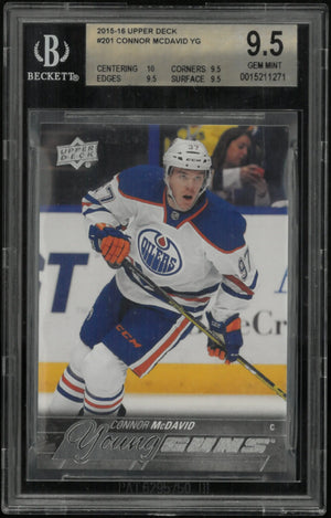 2015-16 Upper Deck Series One Connor McDavid Young Guns RC Rookie BGS 9.5 #201 