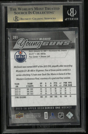 2015-16 Upper Deck Series One Connor McDavid Young Guns RC Rookie BGS 9.5 #201 