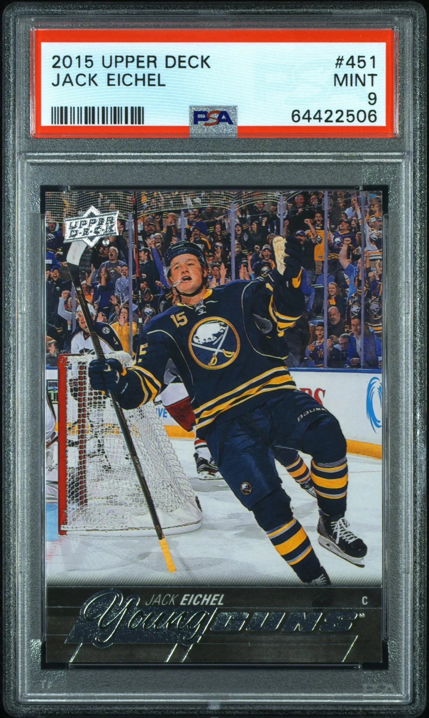 2015-16 Upper Deck Series Two Young Guns Rookie Jack Eichel RC PSA 9 