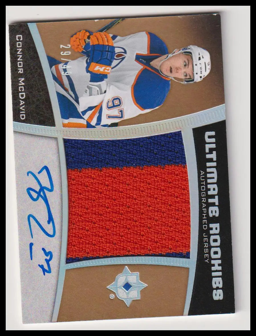 2015-16 Upper Deck Ultimate Rookie Patch Autograph Connor McDavid Auto /49 RC 