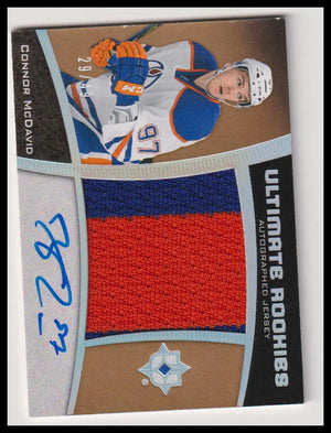 2015-16 Upper Deck Ultimate Rookie Patch Autograph Connor McDavid Auto /49 RC 