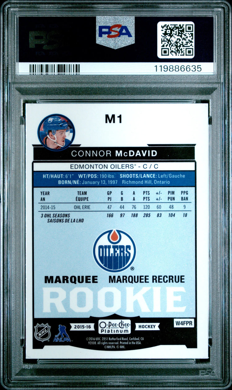 2015 O-Pee-Chee Platinum Marquee Rookies Connor McDavid RC PSA 9 