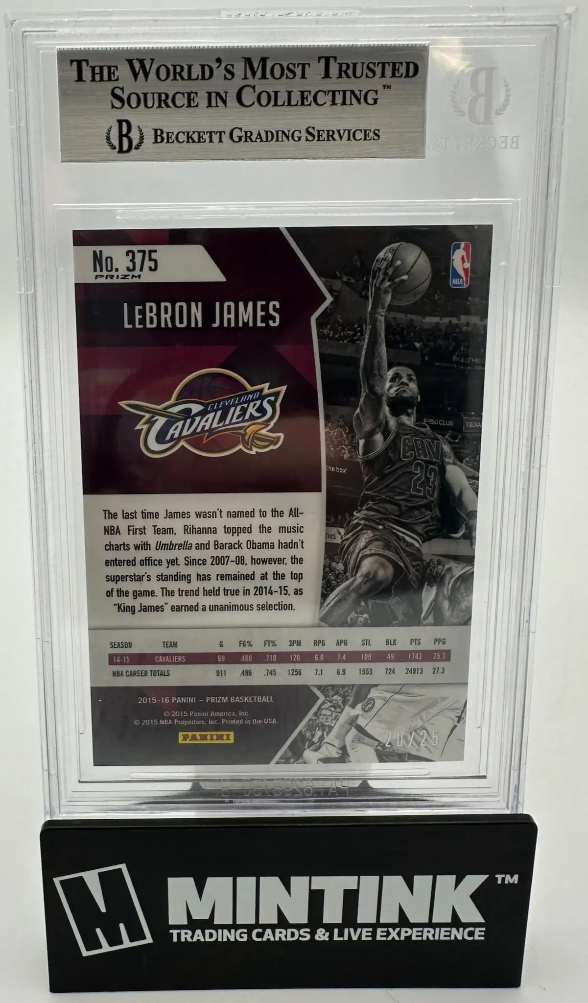 2015 Panini Prizm All NBA First Team LeBron James Mojo BGS 9 