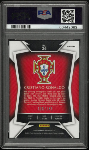 2015 Panini Select Cristiano Ronaldo White Jersey Orange Prizm PSA 10 /149 
