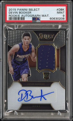 2015 Panini Select Rookie Autograph Materials Devin Booker Auto /125 RC PSA 9 
