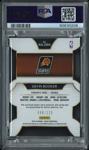 2015 Panini Select Rookie Autograph Materials Devin Booker Auto /125 RC PSA 9 