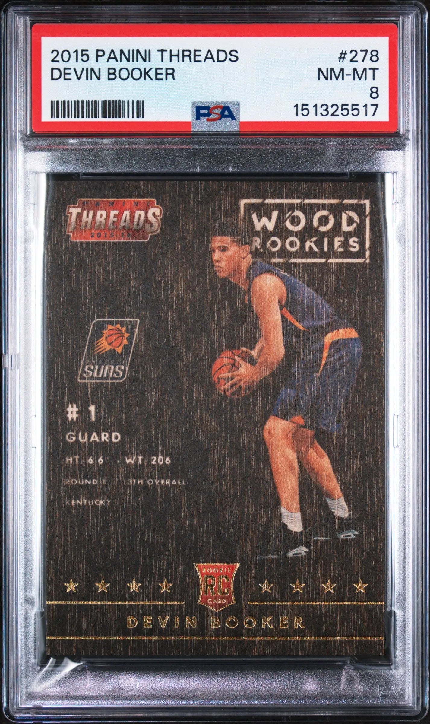 2015 Panini Threads Wood Rookie Devin Booker RC PSA 8 