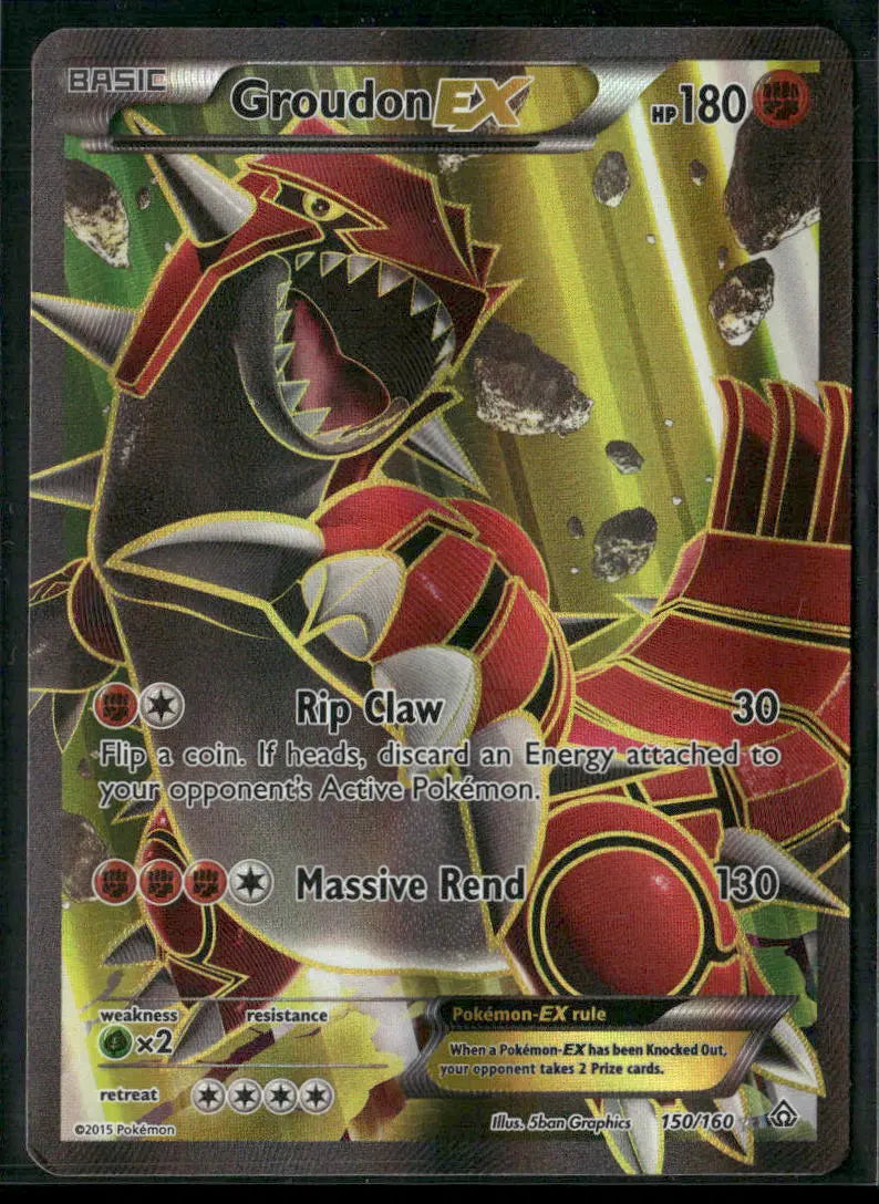2015 Pokemon Primal Clash Ultra Rare Full Art Groudon EX 150/160 LP 