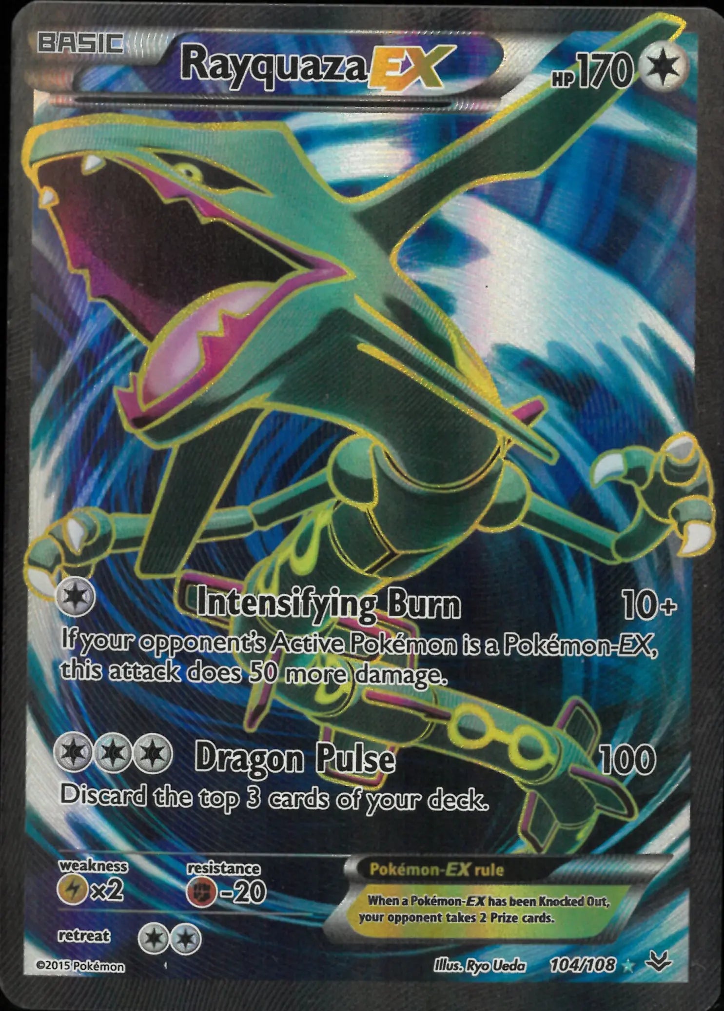2015 Pokemon Roaring Skies Ultra Rare Full Art Rayquaza EX 104 