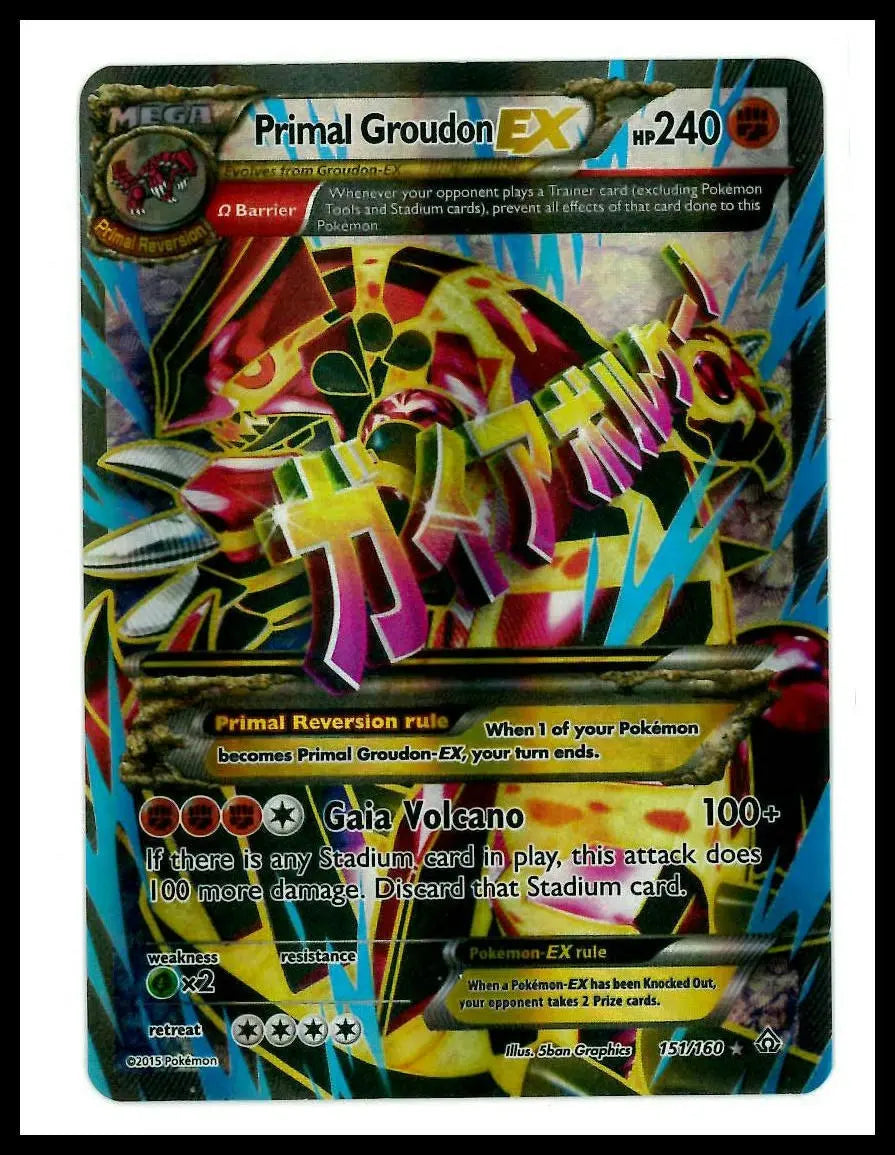 2015 Pokemon XY Primal Clash Primal Groudon EX 151/160 LP 