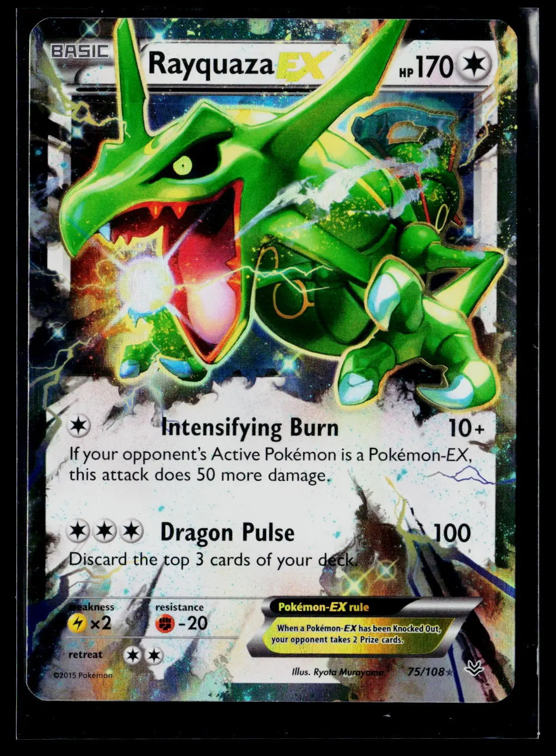 2015 Pokemon XY Roaring Skies Rayquaza EX Ultra Rare 75/108 