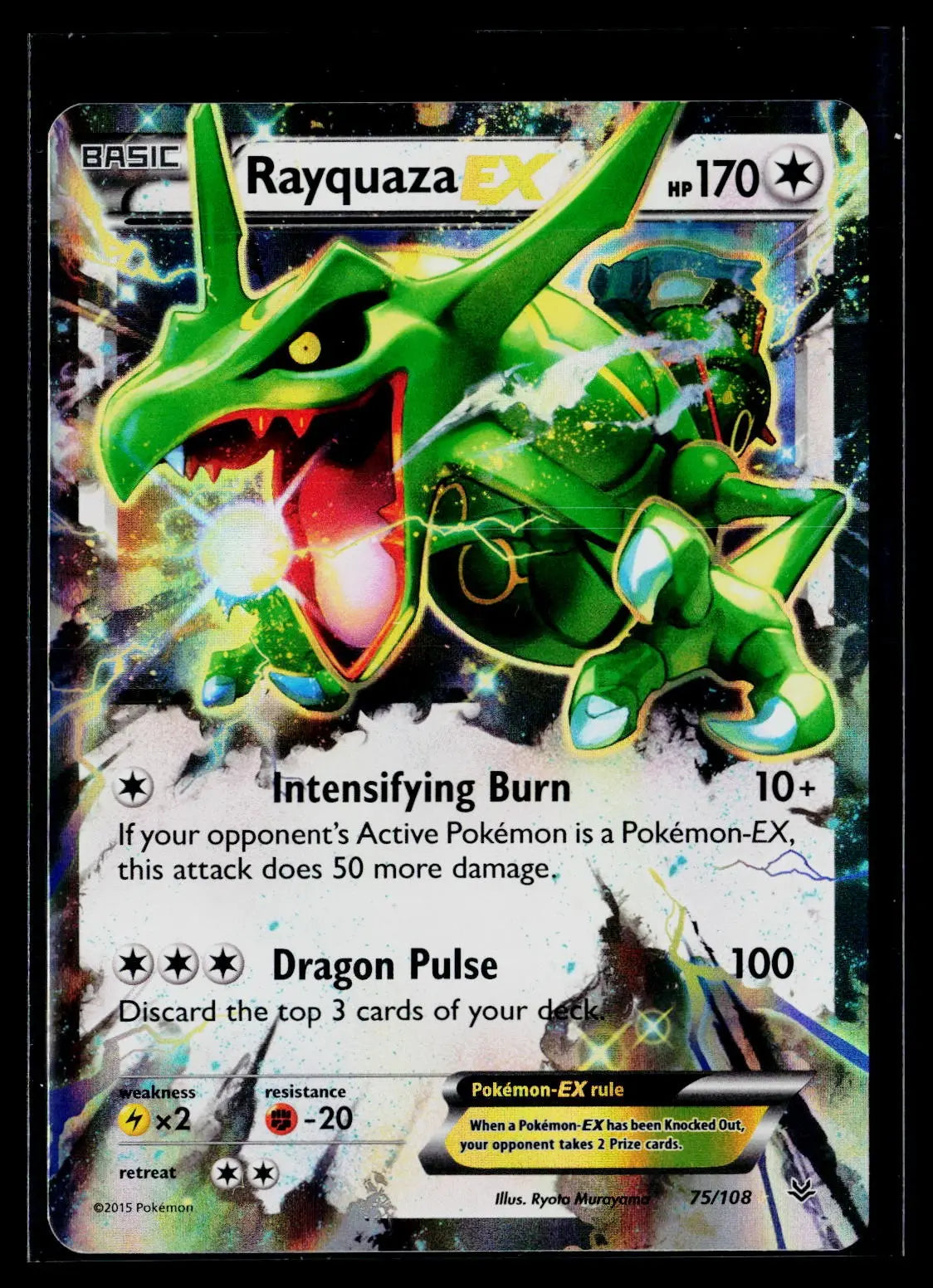 2015 Pokemon XY Roaring Skies Rayquaza EX Ultra Rare 75/108 #R2 